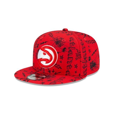 Red Atlanta Hawks Hat - New Era NBA Doodle 9FIFTY Snapback Caps USA8654207